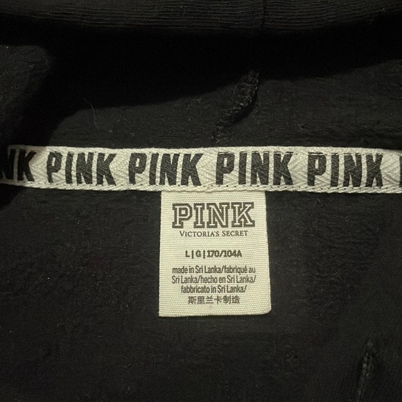 Victoria Secret “PINK” Women’s black & white zip hooded jacket Sz Large - Picture 7 of 13
